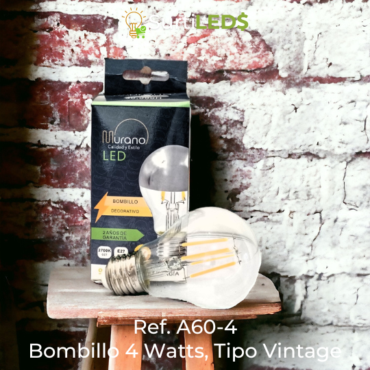 Bombillo LED A60 E27 4W Luz Cálida 2700K – Ref A60-4 - Imagen 4