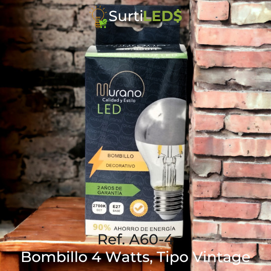 Bombillo LED A60 E27 4W Luz Cálida 2700K – Ref A60-4 - Imagen 2