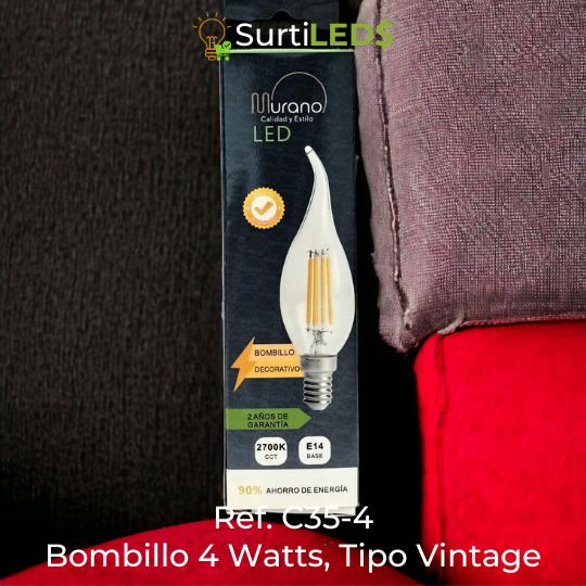 Bombillo LED Vela C35 E27 4W Luz Cálida 2700K – Ref C35-4 - Imagen 6