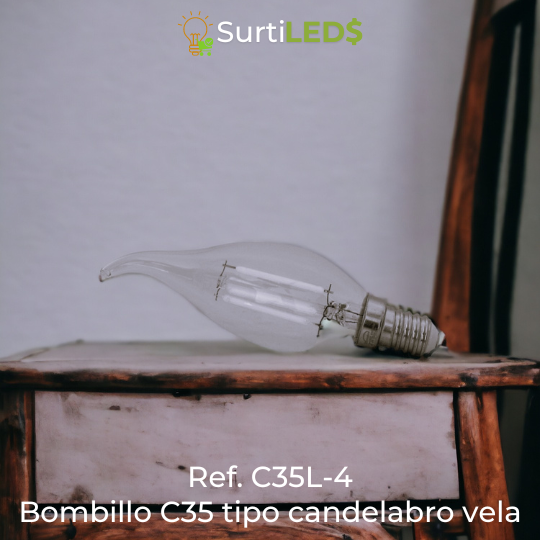 Bombillo LED Vela C35 E14 4W Luz Cálida 2700K – Ref C35L-4 - Imagen 3