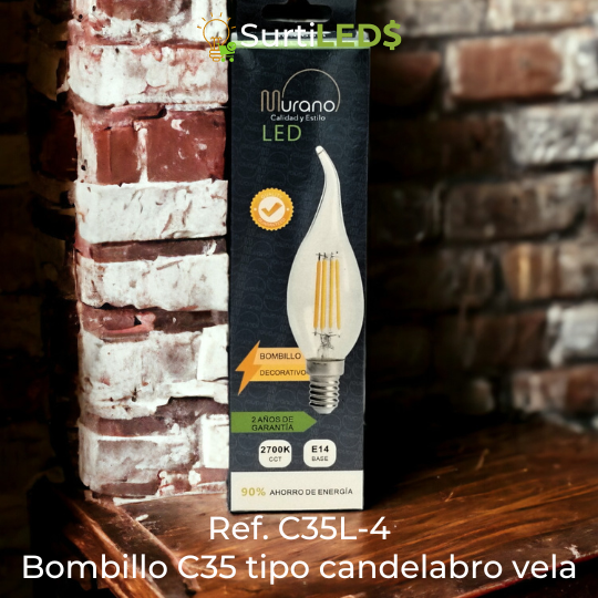 Bombillo LED Vela C35 E14 4W Luz Cálida 2700K – Ref C35L-4 - Imagen 5