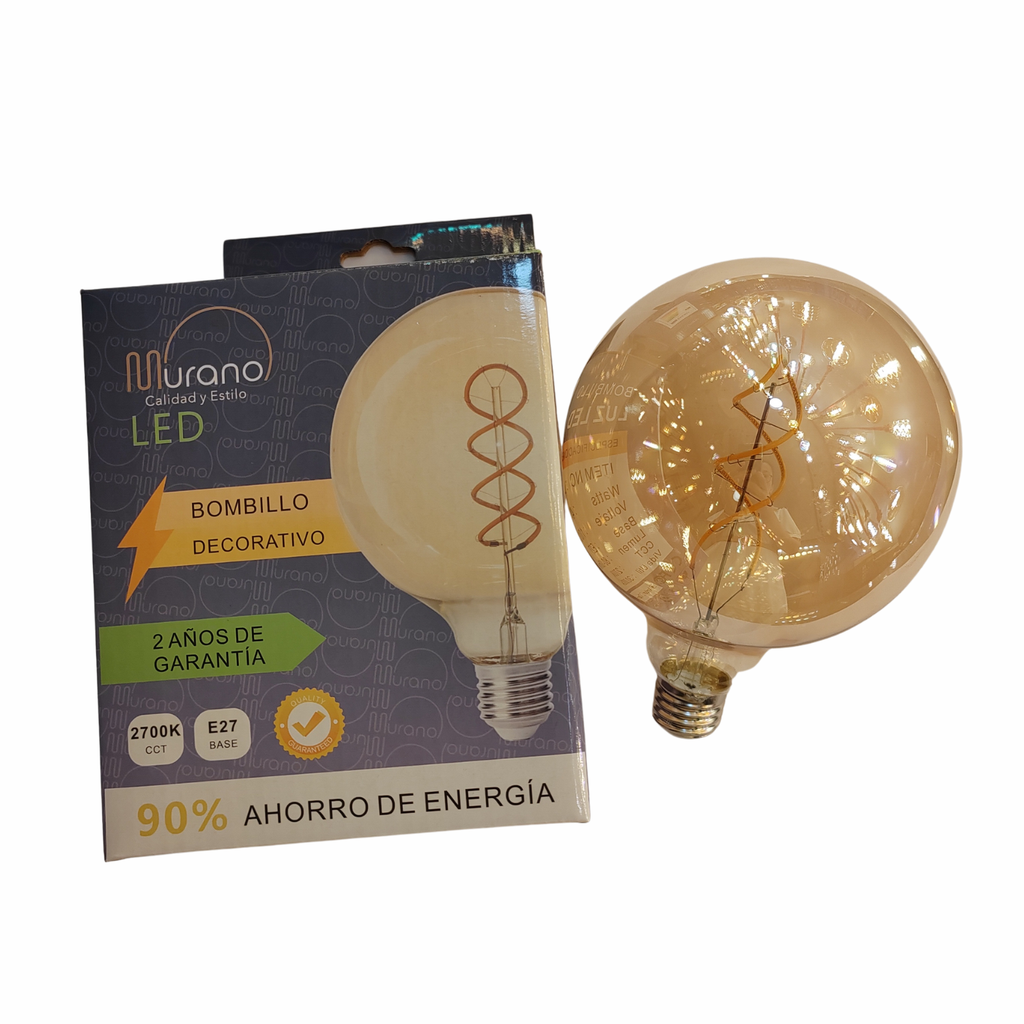 Bombillo LED Globo G125 E27 4W Claro y Ámbar Luz Cálida – Ref G125-401 - Imagen 4