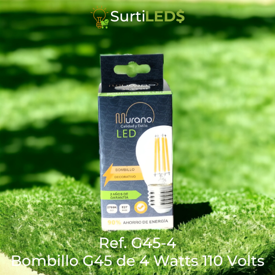 Bombillo LED Globo G45 E27 4W Luz Cálida 2700K – Ref G45-4 - Imagen 4
