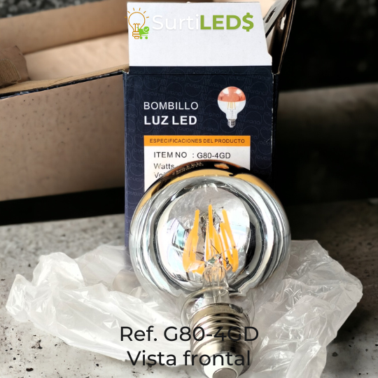 Bombillo LED Globo G80 E27 6W Cobre 2700K – Ref G80-4GD - Imagen 2