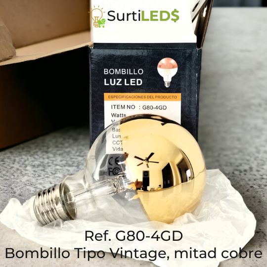 Bombillo LED Globo G80 E27 6W Cobre 2700K – Ref G80-4GD - Imagen 5