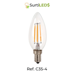 Bombillo LED Vela C35 E27 4W Luz Cálida 2700K – Ref C35-4