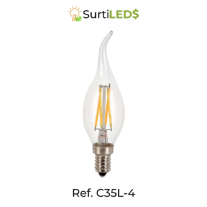 Bombillo LED Vela C35 E14 4W Luz Cálida 2700K – Ref C35L-4