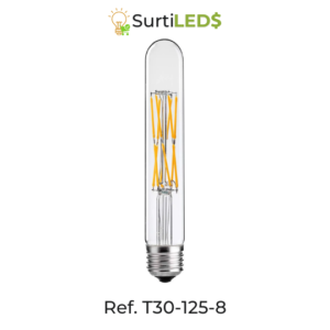 Bombillo LED Tubular T30 E27 8W Luz Cálida 2700K – Ref T30-125-8
