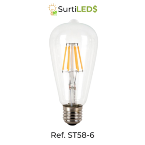 Bombillo LED Vintage ST58 E27 6W Luz Cálida 2700K–Ref ST58-6