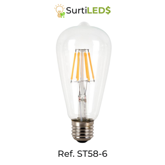Bombillo LED Vintage ST58 E27 6W Luz Cálida 2700K–Ref ST58-6