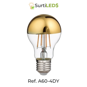 Bombillo LED A60 E27 6W Mitad Plateado o Mitad Dorado Luz Cálida – Ref A60-4DY