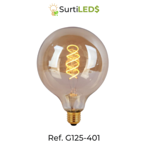 Bombillo LED Globo G125 E27 4W Claro y Ámbar Luz Cálida – Ref G125-401