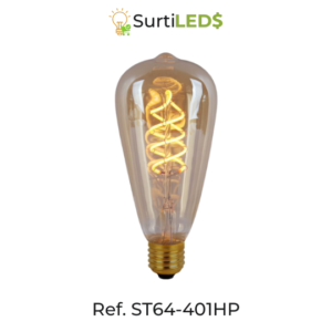 Bombillo LED Vintage ST64 E27 4W Ambar – Ref ST64-401HP