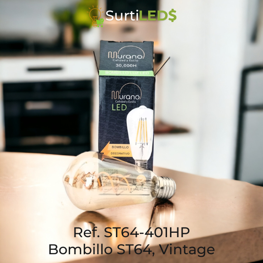 Bombillo LED Vintage ST64 E27 4W Ambar – Ref ST64-401HP - Imagen 4