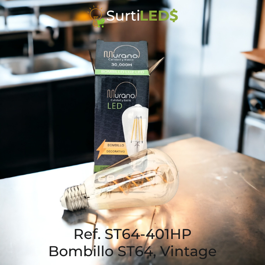 Bombillo LED Vintage ST64 E27 4W Ambar – Ref ST64-401HP - Imagen 3