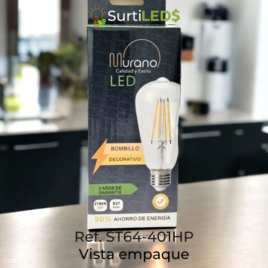 Bombillo LED Vintage ST64 E27 4W Ambar – Ref ST64-401HP - Imagen 6