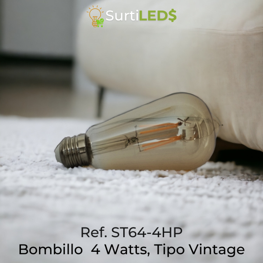 Bombillo LED Vintage ST64 E27 4W Ámbar 2700K – Ref ST64-4HP - Imagen 3