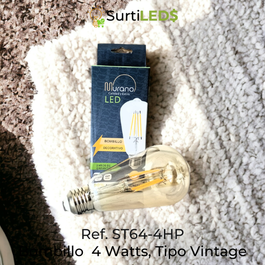 Bombillo LED Vintage ST64 E27 4W Ámbar 2700K – Ref ST64-4HP - Imagen 5
