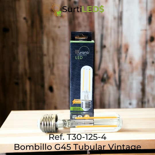 Bombillo LED Tubular T30 E27 4W Luz Cálida 2700K – Ref T30-125-4 - Imagen 4