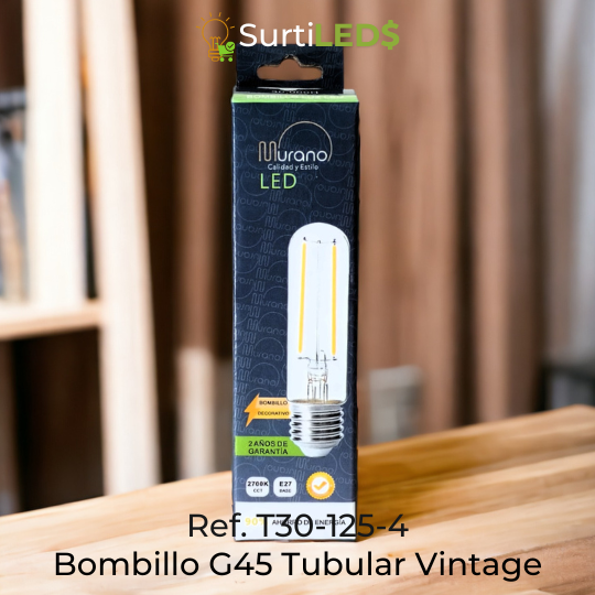 Bombillo LED Tubular T30 E27 4W Luz Cálida 2700K – Ref T30-125-4 - Imagen 6