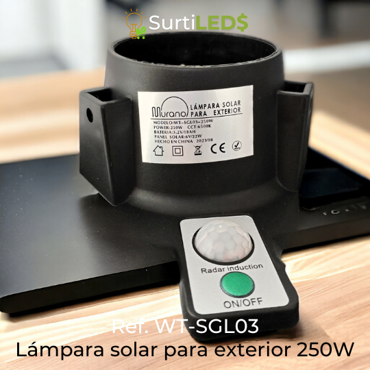 Lámpara Solar LED Exterior 250W Luz Blanca 6500K – Ref WT-SGL03 - Imagen 6