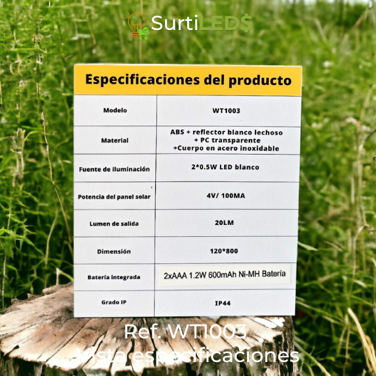 Lámpara Solar LED para Senderos con Pedestal – Ref WT1003 - Imagen 5