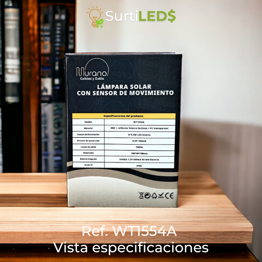 Lámpara Solar LED con Sensor de Movimiento Exterior – Ref WT1554A - Imagen 6